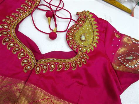 Kundan Work Hand Embroidery Embroidery Blouse Designs Blouse Work