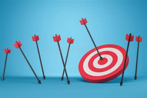 Arrows Miss Then Hit A Red Target Achievement And Success Stock