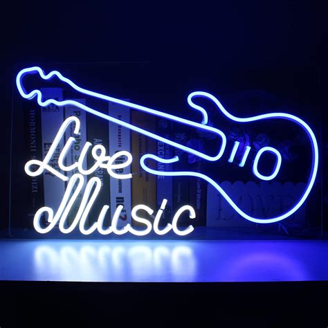 Nuoshanzs Neon Sign Live Music Guitar Neon Signs For Wall Decor Neon