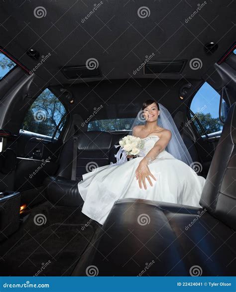 Bride Sitting In Limousine Stock Image Image Of Gorgeous 22424041