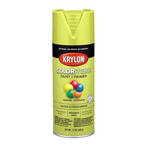 Krylon Colormaxx Spray Paint Gloss Citrus Green 12 Ounce