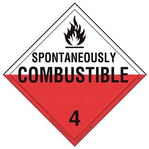 Labelmaster Dot Container Placard Spontaneously Combustible 10 34 In