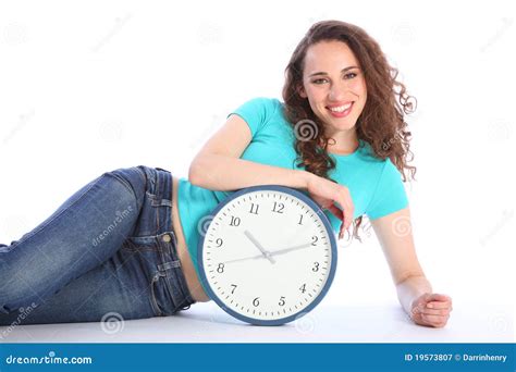 Chill Out Time For Happy Girl With Clock Stock Image Image Of Female