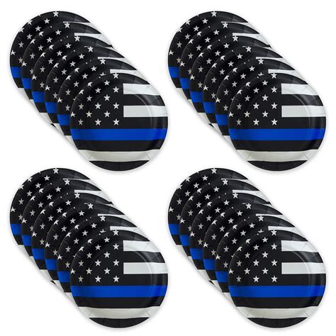 Buy Havercamp Police Thin Blue Line 7” Plates 24 Pack 24 Round Party