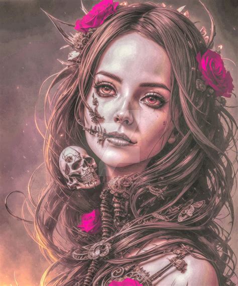 Bones Macabre Roses Dark Woman Gothic Skulls Artwo By Sytacdesign On Deviantart