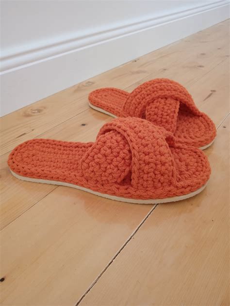 Orange Comfy Slippers Handmade House Slippers Open Toe Etsy