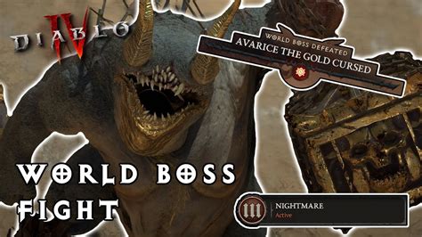 Diablo 4 World Boss Avarice The Gold Cursed Full Battle World Tier 3