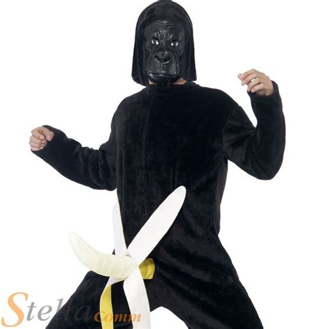 Mens King Dong Monkey Gorilla Kong And Banana Stag Do Fancy Dress Costume