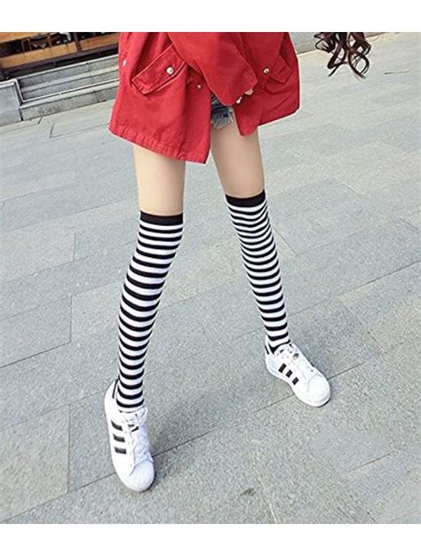 Buy Dazcos Striped Stockings Over Knee Thigh High Socks Anime Preppy
