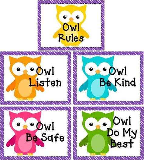 Owl Classroom Rules With Polka Dots Owl Classroom Owl Theme