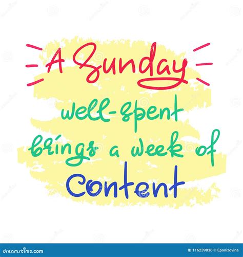 A Sunday Well Spent Brings A Week Of Content Stock Illustration