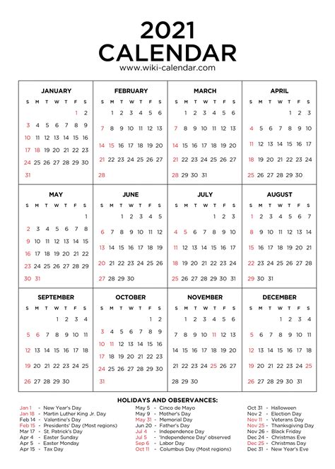 The available file formats are pdf (adobe reader pdf) and jpg (figure). 2021 Calendar With Holidays Printable | Calendar Template ...
