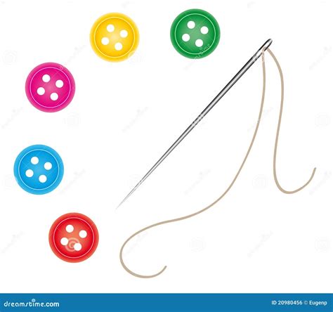 Sewing Needle And Thread With Buttons Royalty Free Stock Image Image