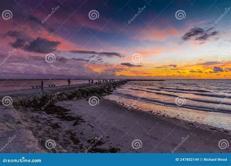 Colorful Sunrise Jetty Park Fort Pierce Florida Stock Image Image