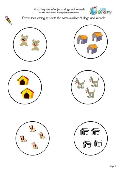 Matching Sets Of Objects Worksheet For Kindergarten 2nd Grade