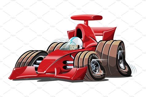 Vector Cartoon Formula 1 Race Car Transportation Illustrations