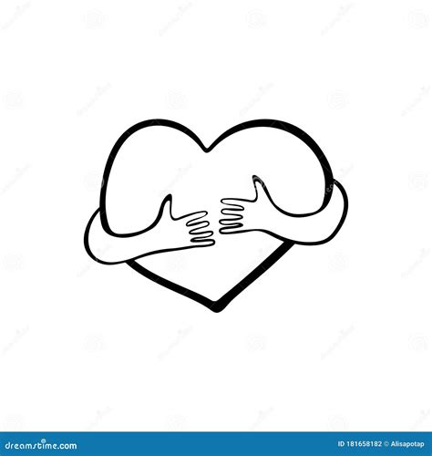 Heart With Hugging Arms Stock Vector Illustration Of Logo 181658182