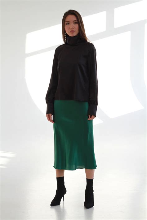 100 Silk Emerald Green Silk Slip Skirt Midi Green Skirt Pure Etsy