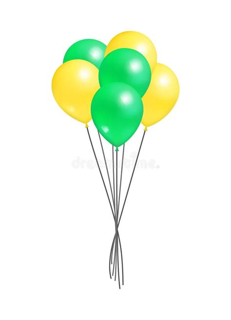 Yellow And Green Bunch Of Helium Color Air Balloon Stock Vector