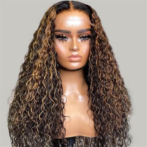 Water Wave Human Hair Lace Front Wigs Highlight Brown Long Wigs P1b 30 Ilikehair