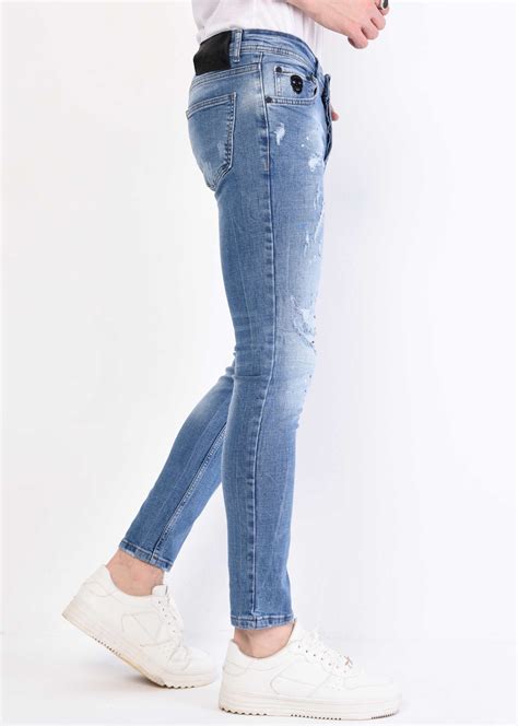 Lichtblauwe Jeans Heren Met Gaten Nieuw Style Italy