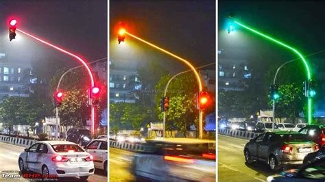 Innovative Mumbai Traffic Signal With Leds On The Entire Light Pole