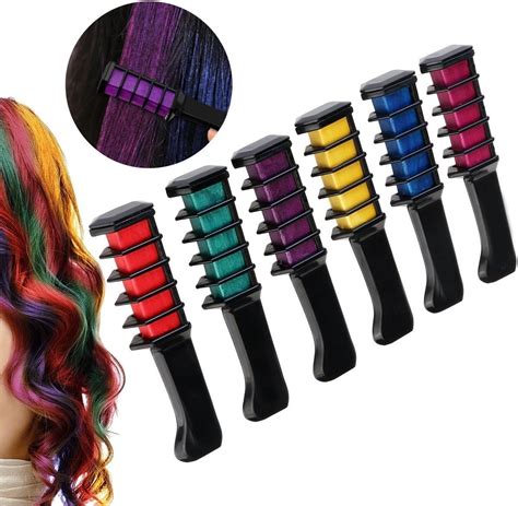 Lige Temporary Hair Chalk Set 6 Colors Washable Hair Chalk With Comb