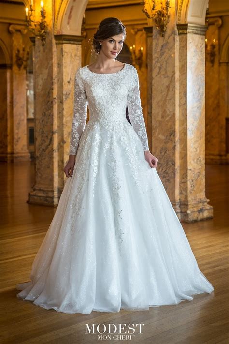 Fairy heart neck mermaid lace handmade flowers wedding dress bottom tulle with jacket brand name mermaid bride make for bridal gown/wedding about products and suppliers: Modest Bridal by Mon Cheri TR22055 Dress - MadameBridal.com