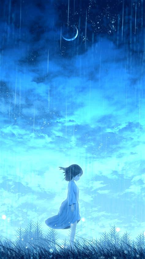 Download Wallpaper 938x1668 Girl Rain Anime Light Bright Iphone 87