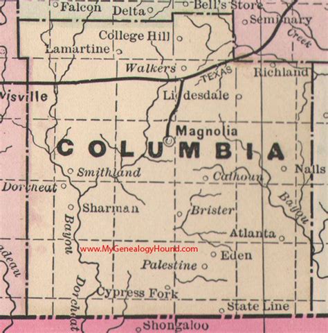 Columbia County Arkansas 1889 Map Columbia County Map Of Arkansas
