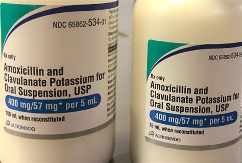 Amoxicillin And Clavulanate Potassium For Oral Suspension Usp 400mg 57mg Per 5ml Aurobindo