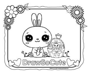 Excelent cute printableg sheets image. Easter Bunny and Basket Coloring Page - Draw So Cute