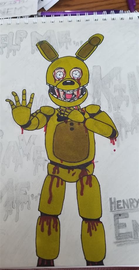 After Coloring My Drawing Of William Afton Getting Springlocked