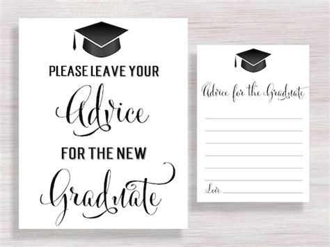 Advice For The Graduate Cards And Sign Graduation Party Etsy