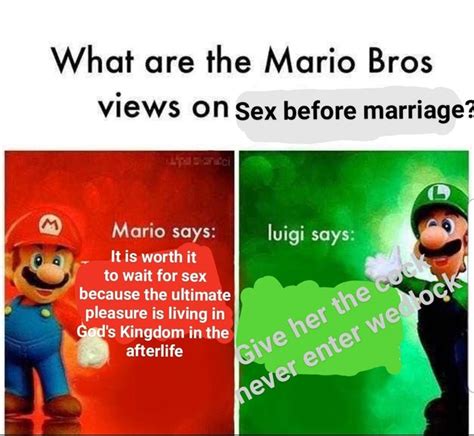 sex before marriage mario bros views mario says know your meme