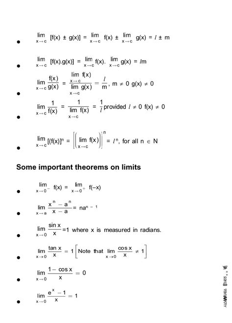 Cbse Notes Class 11 Maths Limits And Derivatives