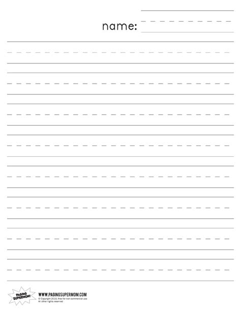 Primary Writing Paper Lined Writing Paper Kindergarten Writing