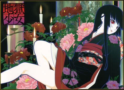 Enma Ai Jigoku Shoujo Official Art 00s 1girl Black Hair Japanese Clothes Kimono Red Eyes