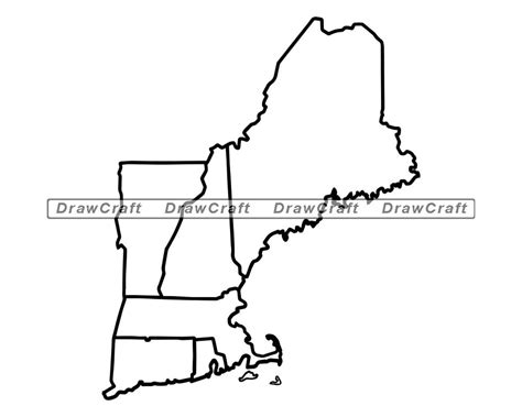 New England Map Outline Svg New England Svg States Svg New Etsy