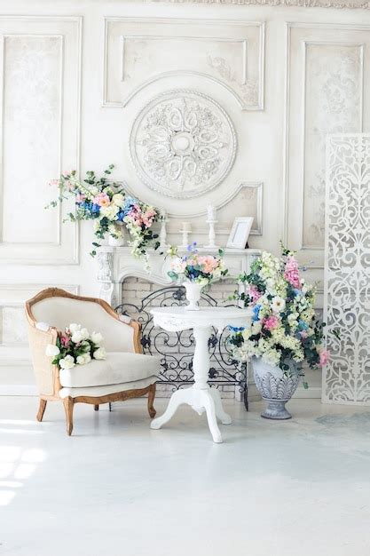 Premium Photo Bright Luxury Interior With Flowers