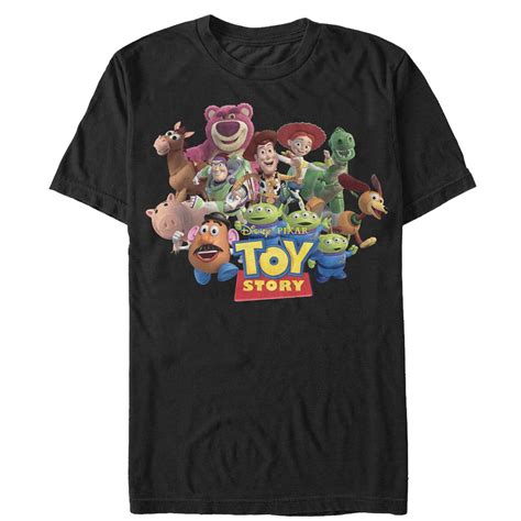 Mens Toy Story Character Logo Scene Graphic Tee Black 2x Large