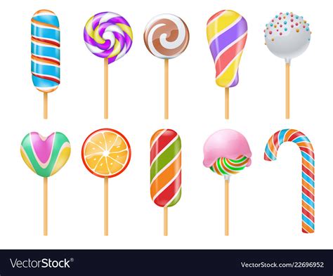 Sweet Candies Sweets Caramel Rainbow Lollipops Vector Image
