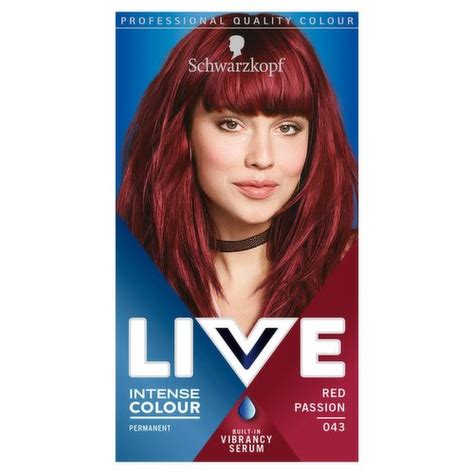 Schwarzkopf Live Intense Colour Red Hair Dye Red Passion 043 Permanent