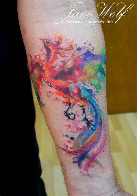 Watercolor Tattoo Phoenix Ärmeltätowierungen Körperkunst Tattoos