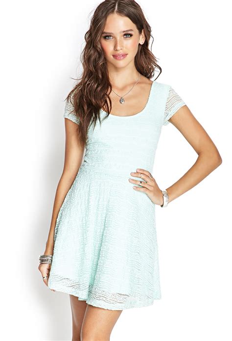 Lyst Forever 21 Lace Skater Dress In Blue