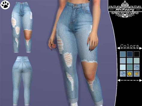 Msbearys High Waisted Ripped Jeans Sims 4 Clothing Sims 4 Mods