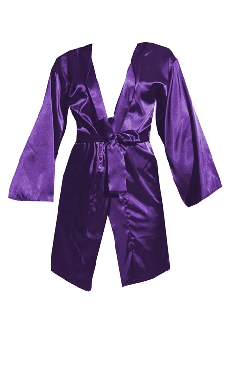 Purple Satin Robe Lingerie And Nightwear Prettylittlething Qa
