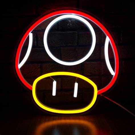 Buy Game Led Neon Light Sign For Game Room Decor Super Mushroom Npc