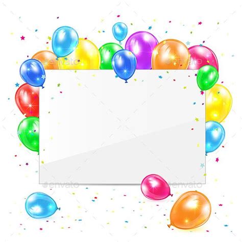 Blank Card With Balloons Birthday Card Template Free Birthday Card