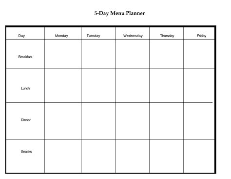 5 Day Weekly Planner Template Example Calendar Printable